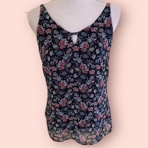 CAbi "Flirt"Cami #5224 Navy Blue with Multi Floral XS